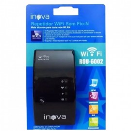 REPETIDOR DE WI-FI SEM FIO , REPETIDOR DE SINAL WI-FI MOD: ROU -6002 - INOVA ( PRETO ) 