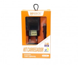 KIT CARREGADOR IPHONE 2.4 USB MOD: HS -150 I- HREBOS 