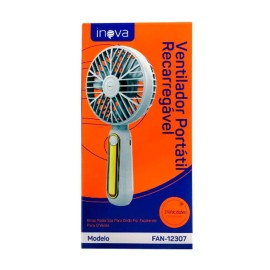 MINI VENTILAODR DE MO PORTTIL RECARREGVEL 3 VELOCIDADE  NA COR BRANCA MODELO: FAN-12307  INOVA