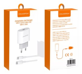 Carregador USB fonte Type-C de 30W cabo de 1metro type- C X IOS iphone  modelo: CB17 na cor Branca - H'MASTON