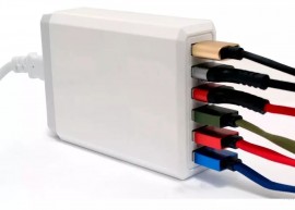 CARREGADOR AUTO-ID USB COMPATVEL COM DEKTOPS DE 6 PORTAS USB MOD: KD-307 - KAIDI 