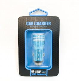 CARREGADOR VEICULAR CAR CHARGER 2.4 AZUL WITH HAMMER  1644359694511  