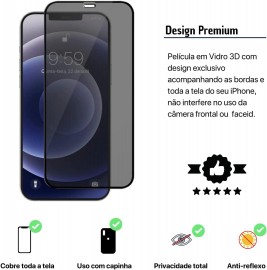 PELCULA DE VIDRO 3D DE PRIVACIDADE ANTI ESPIO  GALAXY A22 4 G -COR PRETA 