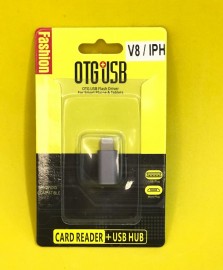 ADAPTADOR MICRO USB TIPO - V8 PARA IPHONE IOS  COR CINZA - USB OTG 