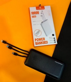  CARREGADOR PORTTIL POWER BANK 10000mAH COM CABO COMPATVEL TIPO - V8, TIPO- C E IOS COR PRETO MOD:  H - 966 - H'MASTON