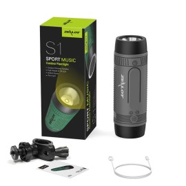 CAIXA DE SOM B ALTO-FALANTE SEM FIO PORTTIL COM SUPORTE PARA BICICLETA 400mAh, LUZ DE LANTERNA LED, TF, AUX NA COR CINZA  -ZELOT S1