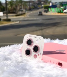 PELCULA PROTETORA DE CAMERA COM STRASS P/ IPHONE 11 / IPHONE 11 PRO MAX / IPHONE 12 PRO - ROSA