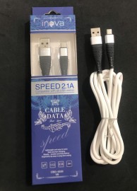 Cabo de carregamento 2.1A  USB X type-V8 cor branca modelo:CBO-5530-V8 - Inova 