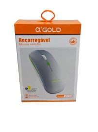 MOUSE SEM FIO 2.4GHz  RECARREGVEL ERGONMICO COM 4 BOTES DISTNCIA DE 10 METROS COR PRATA MODELO: MS-02 - A'GOLD 