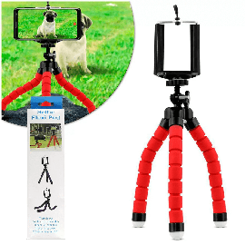 TRIP PEDESTAL FLEXVEL COM SUPORTE PARA CELULAR 15CM COR VERMELHO  - FLEXI POD 