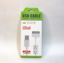 CABO USB IPHONE E IPAD PRIMEIRA GERACAO 1,5M MOD:  KS-U403 -USB CABLE ( PRETO )
