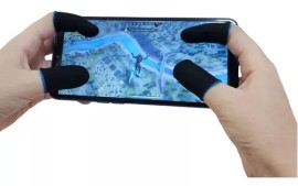 PAR DE LUVA DE DEDO GAMER  PARA JOGAR CELULAR COR PRETO 