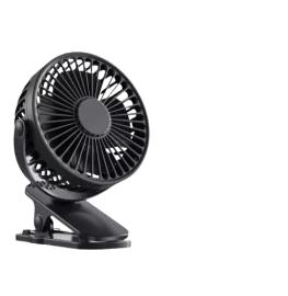  MINI VENTILADOR DE MESA OU PRESO 3 HLICE, ROTAO DE 360 GRAU, BATERIA, RECARREGVEL , PORTTIL NA COR PRETO MODELO: FAN-12306