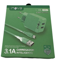 CARREGADOR INOVA V8 CAR-3117S 3.1A VERDE 2 USB CARREGADOR INTELIGENTE 3789441043648
