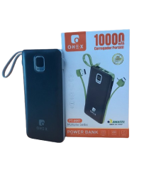 CARREGADOR PORTTIL POWER BANK 10.000mAhCOM DISPLAY CABO TYPE-C , IOS, TYPE-V8, MICRO USB ENTRADA USB E ENTRADA TYPE-C MOD: PT-0957 COR PRETO - ONEX