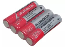 KIT COM 4  PILHAS GOLDENULTRA AAA 1.5V R03 CARBON BATTERY -GOLDENULTRA