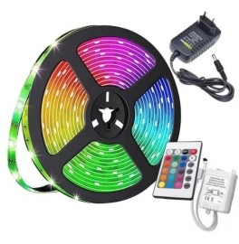 Fita de LED completa controle remoto , fonte de alimentao 5metros com luz RGB  - HZS 