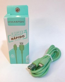 CABO DE DADOS E CARREGAMENTO USB X  IOS  4.8A 1M  COR VERDE MOD: SJX09-2 - H'MASTON
