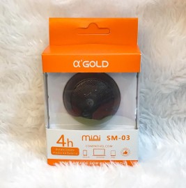 MINI SPEAKER CAIXA DE SOM BLUETOOTH NA COR PRETO  MOD: SM-03 - a'GOLD 