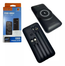 CARREGADOR PORTTIL POWER BANK 10.000mAh CARREGAMENTO POR INDUO 4 CABO INCLUSO  TYPE-C ,  TYPE- V8, IOS E LIGHTROOM (USB) COR PRETO MOD: POW-9964 - BASIKE