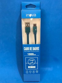 CABO DE DADOS USB 2.4A  E CARREGAMENTO RPIDO 1000MM USB X TYPE-C NA COR AZUL MOD: CBO -7261 - INOVA 