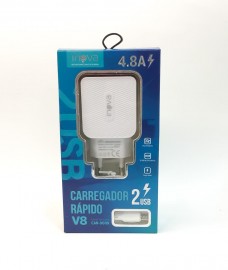 CARREGADOR TYPE - V8, TPO V87  2 USB 4.8A INOVA MOD: CAR - 9009