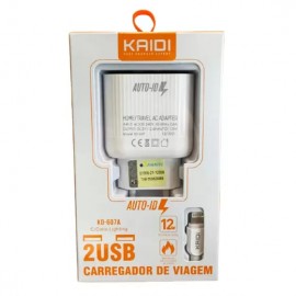 CARREGADOR IPHONE 2 USB MOD: KD - 607A - KAIDI 