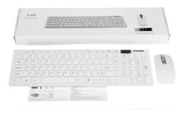 TECLADO E MOUSE SEM FIO USB WIRELESS K-06 COR-BRANCO 