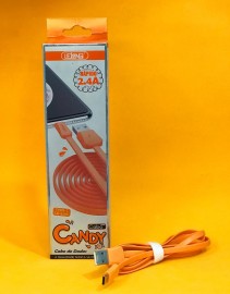  CABO USB X TYPE-C 2.4A 1METRO MODELO: LE - 839C COR LARANJA  - LELONG 